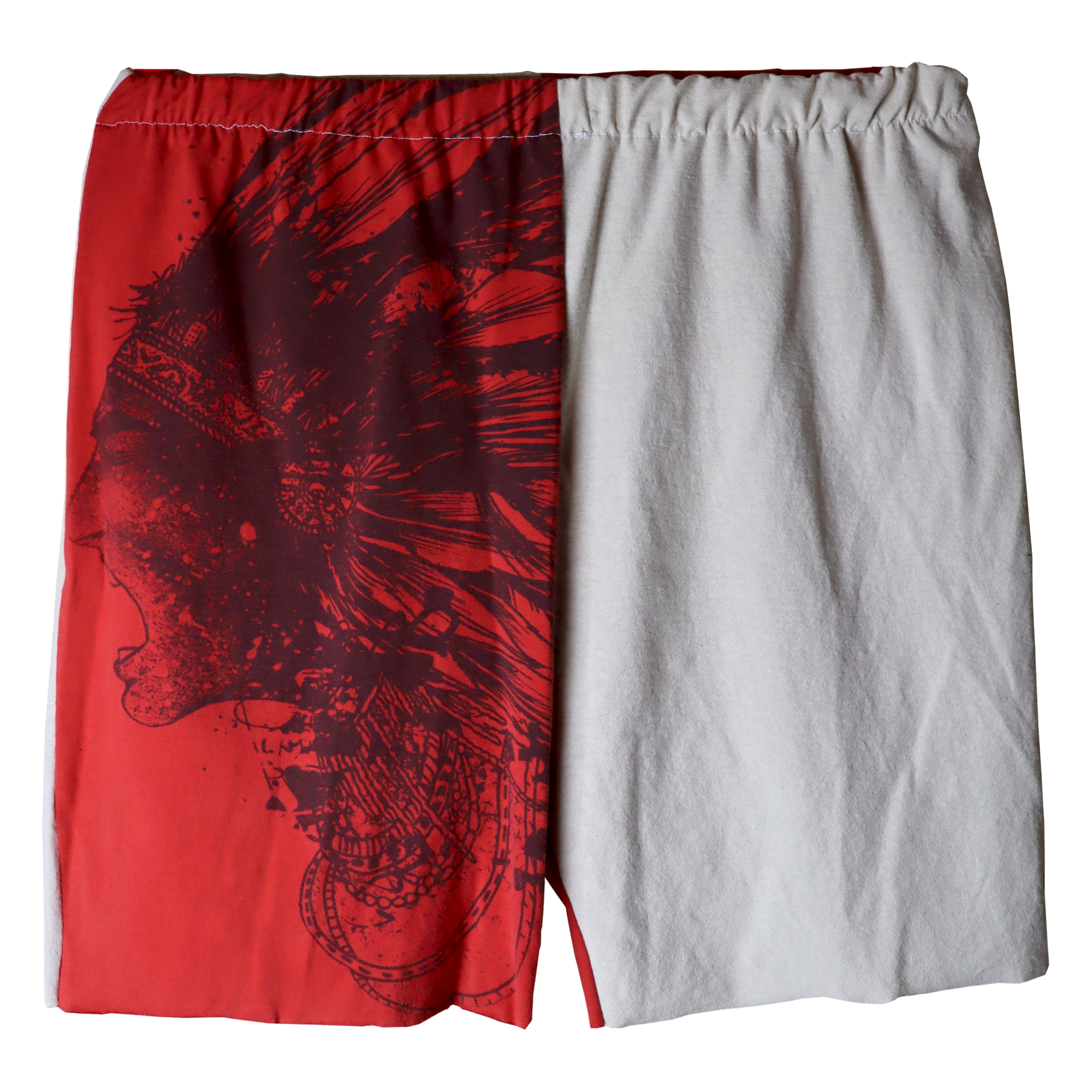 T-SHIRT SHORTS (RED/CREAM) - S/M